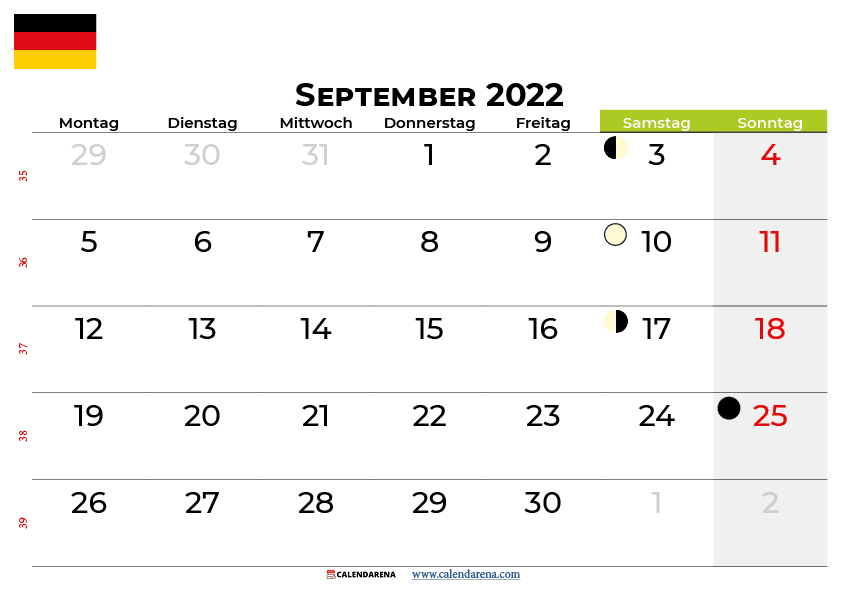 kalender september 2022 Deutschland