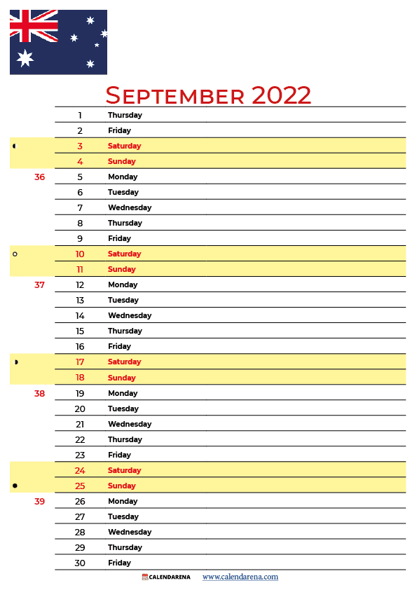 september 2022 calendar australia