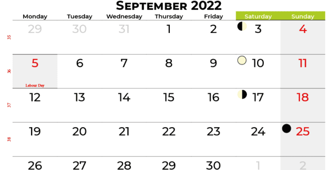 september calendar 2022 canada