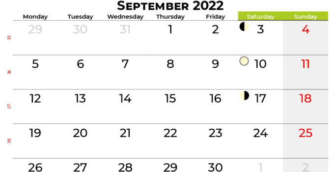 september calendar 2022 india