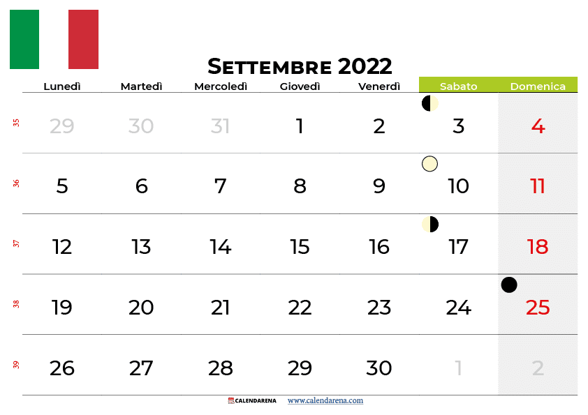 Calendario Settembre 2022 Da Stampare