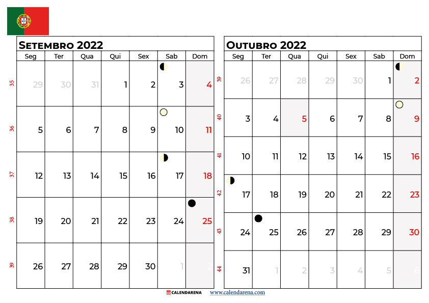 calendario de setembro e outubro de 2022 portugal