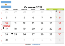 calendario octubre 2022 para imprimir argentina