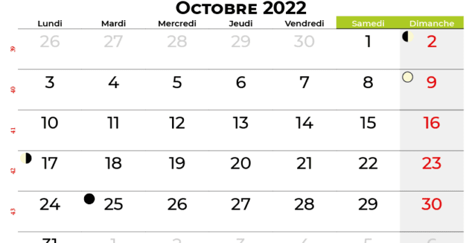 calendrier octobre 2022 belgique