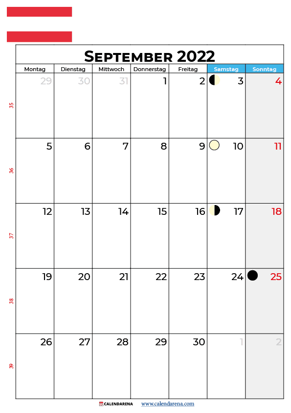 kalender 2022 september Österreich