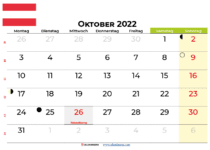kalender oktober 2022 Österreich