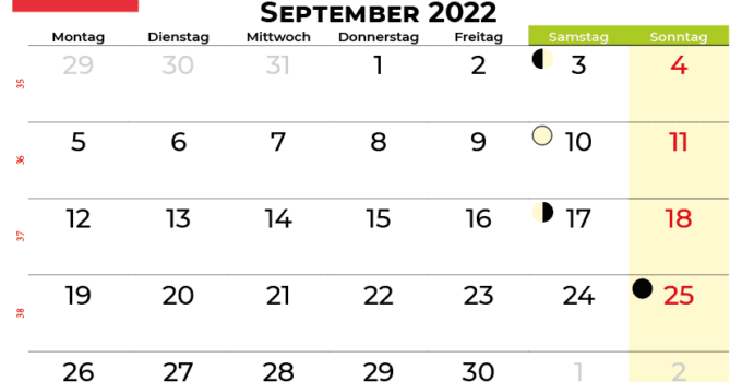 kalender september 2022 Österreich