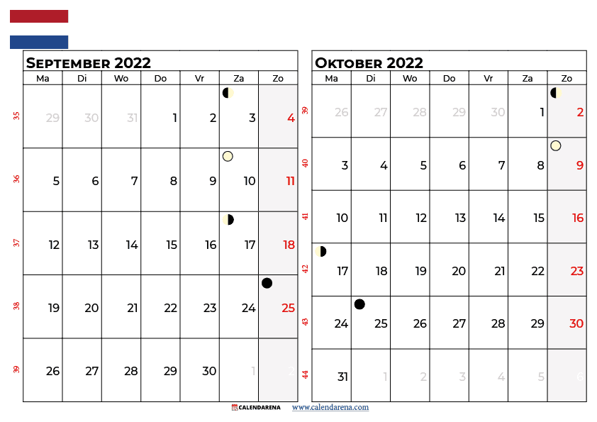 kalender september oktober 2022 nederlands