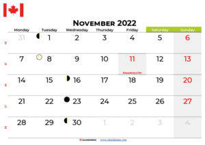 Download Free November 2022 Calendar Canada