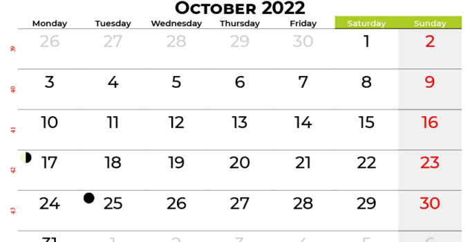 October Calendar 2022