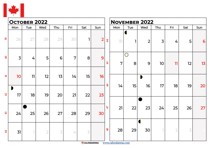 October November Calendar 2022