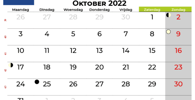 oktober 2022 kalender nederlands
