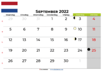 september 2022 kalender nederlands