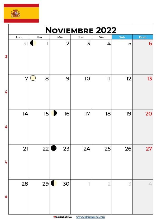 calendario noviembre 2022 espana