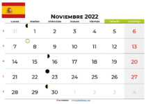 calendario noviembre 2022 para imprimir espana
