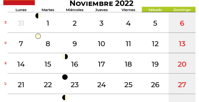 calendario noviembre 2022 para imprimir espana