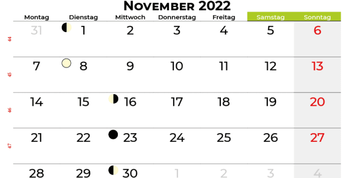 kalender november 2022 Deutschland