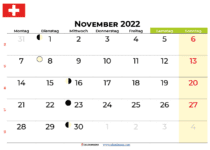 kalender november 2022 Schweiz