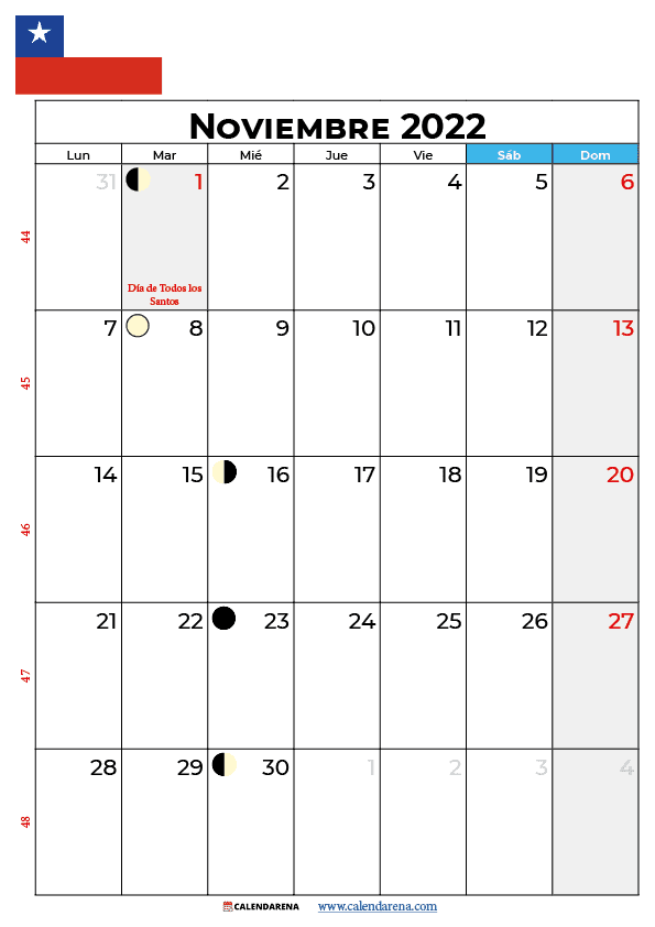 calendario noviembre 2022 chile