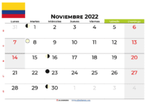 calendario noviembre 2022 para imprimir colombia