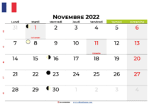 calendrier novembre 2022 france