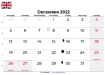 december calendar 2022 UK
