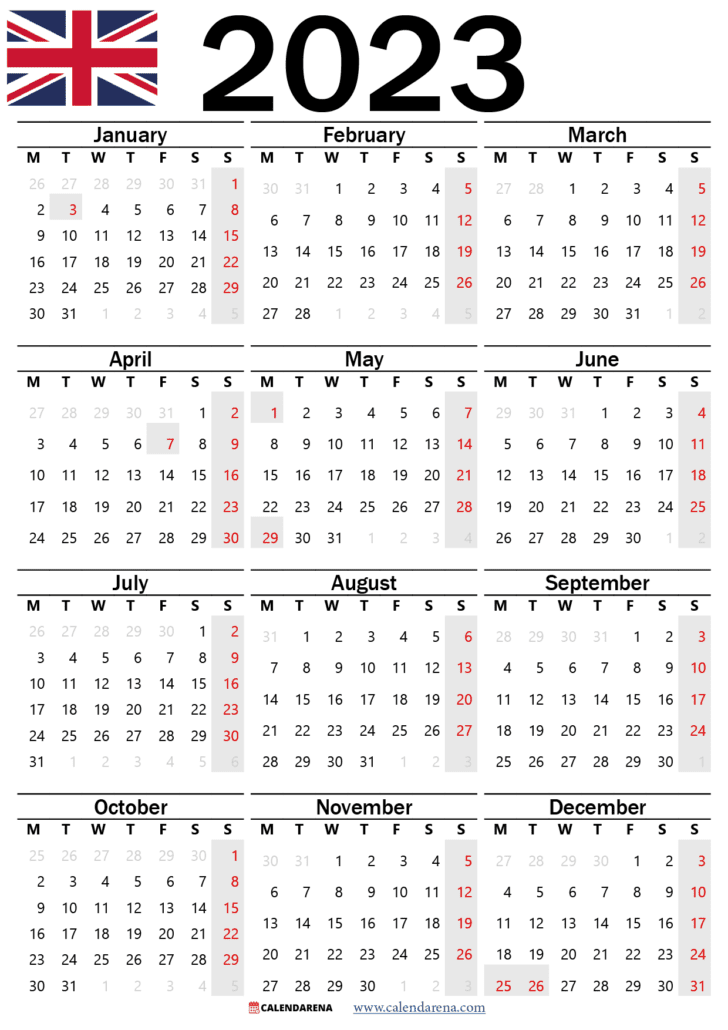 2023 calendar printable uk