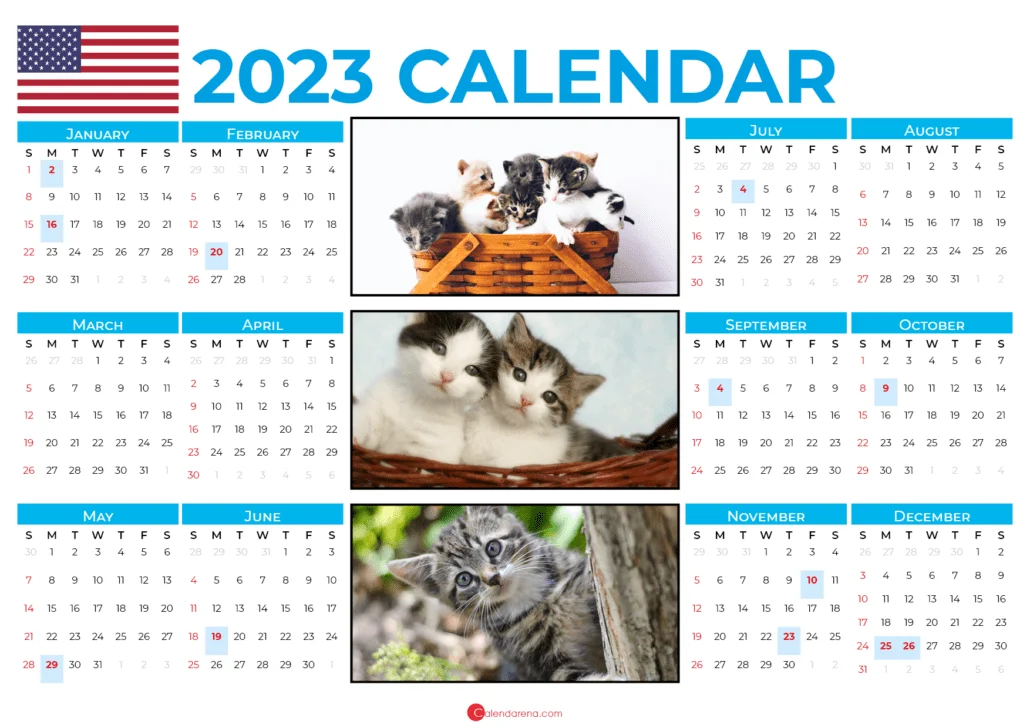 2023 calendar template USA