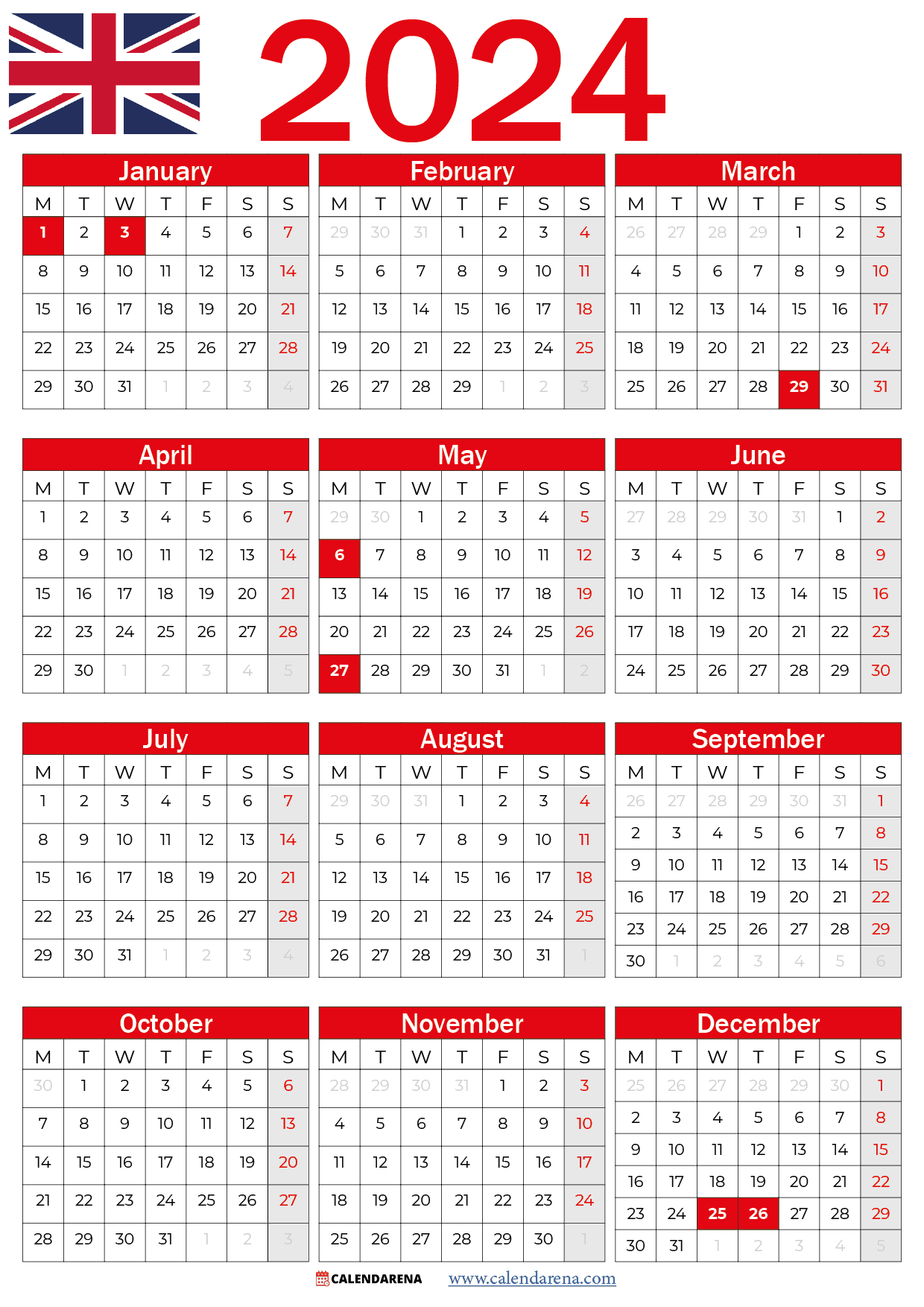 2023 Calendar With Holidays Printable UK