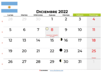 Calendario diciembre 2022 Argentina