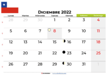 Calendario diciembre 2022 Chile