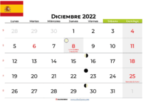 Calendario diciembre 2022 España