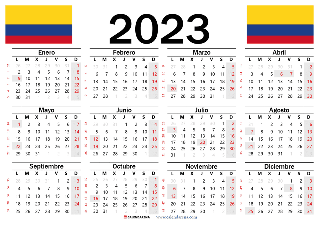 calendario 2023 colombia con festivos