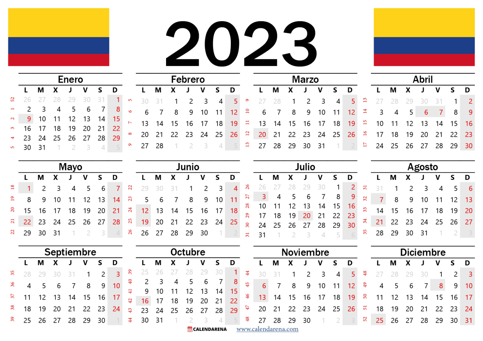 Calendario Colombia Con Dias Festivos 2023 Rd IMAGESEE