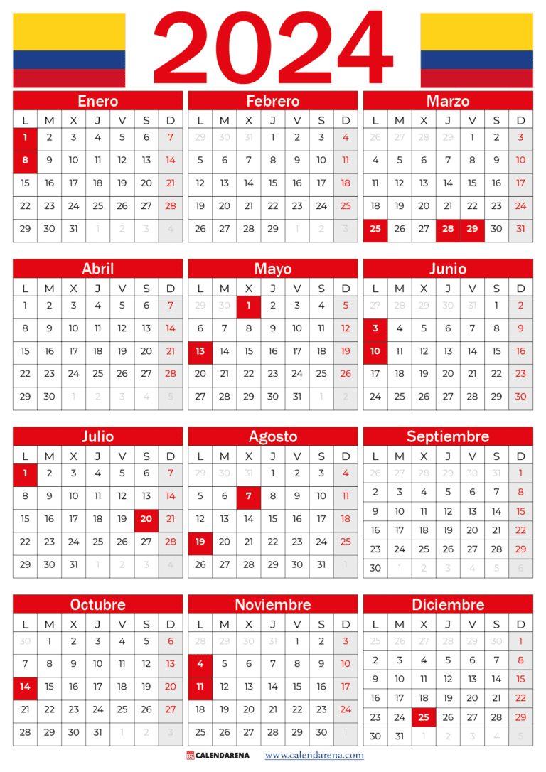 Calendario 2024 Colombia Con Festivos Pdf 768x1086 