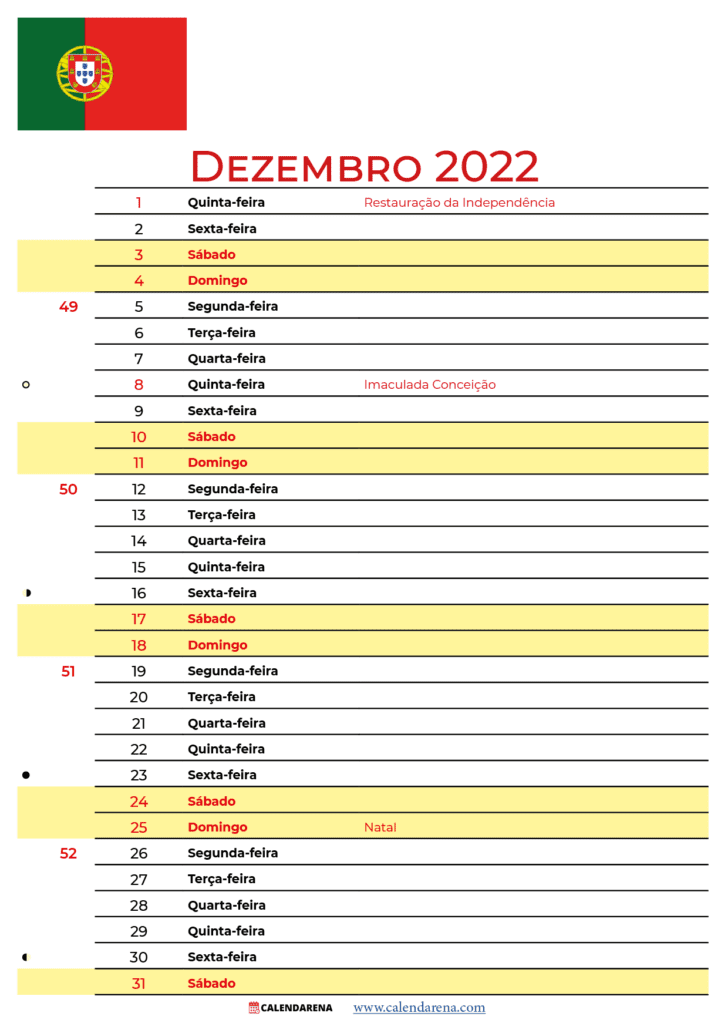 calendário dezembro 2022 para imprimir portugal