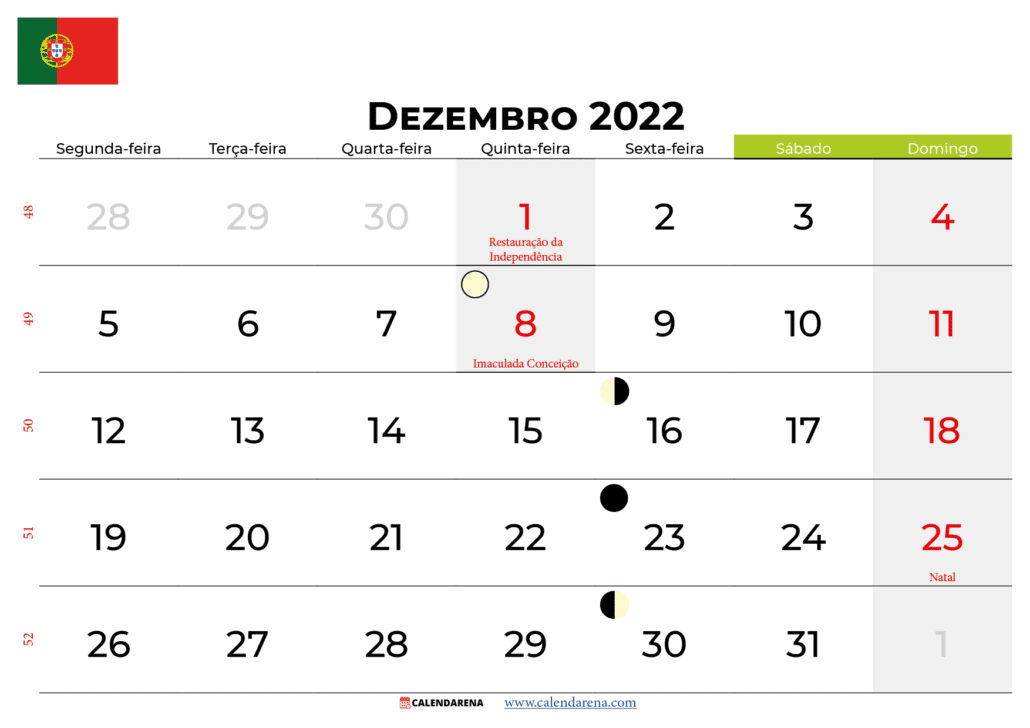 calendario dezembro 2022 portugal