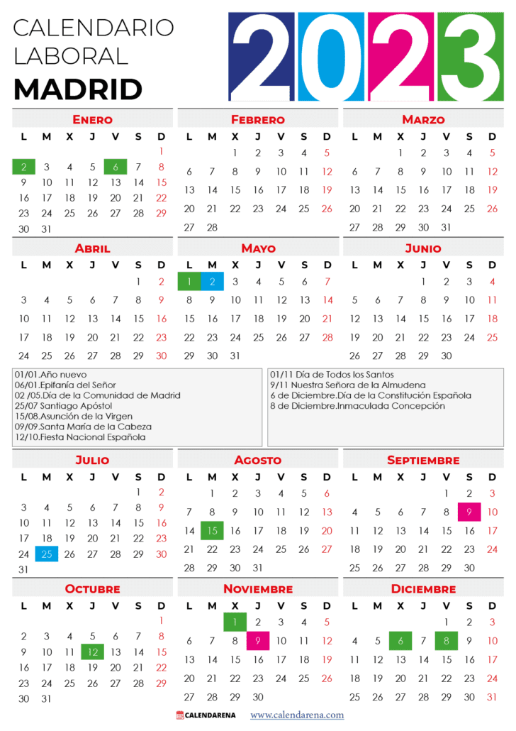 calendario laboral 2023 madrid