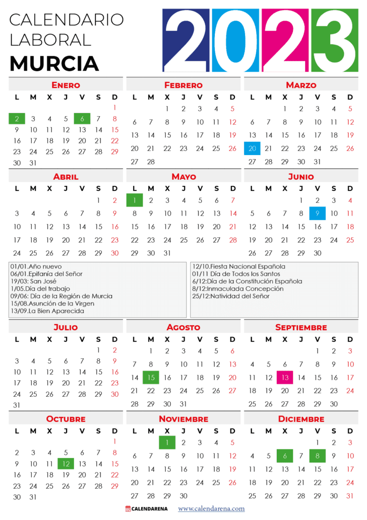 calendario laboral 2023 murcia