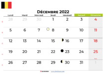 calendrier décembre 2022 belgique