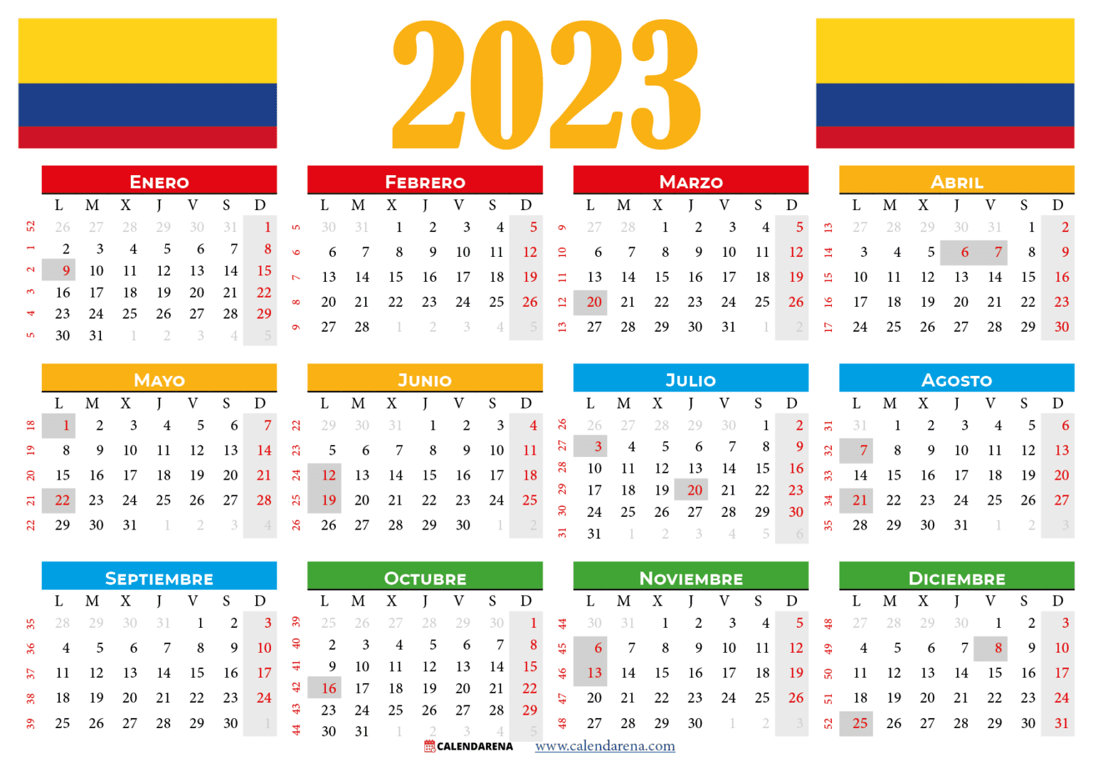 Calendario 2023 Colombia Con Numero De Semanas 2023 W 4 Form IMAGESEE
