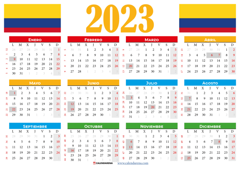 Calendario 2023 Colombia Con Festivos PDF