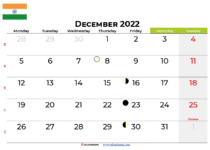 december calendar 2022 india