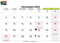 december calendar 2022 south africa