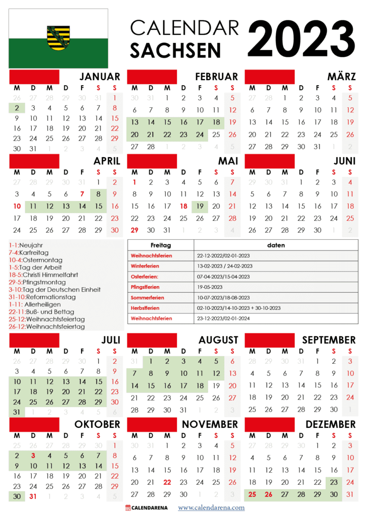 kalender 2022 Sachsen