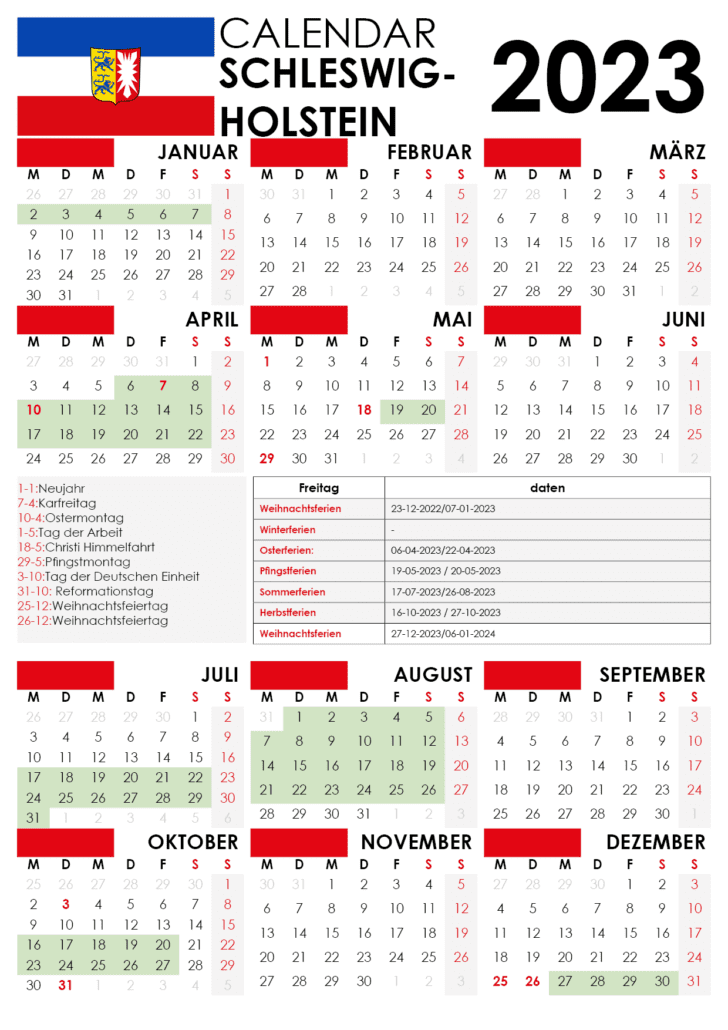 kalender 2022 Schleswig-Holstein