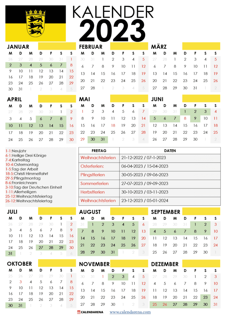 kalender 2022 baden württemberg