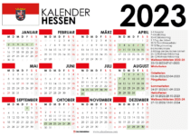 kalender Hessen 2023 und Ferien