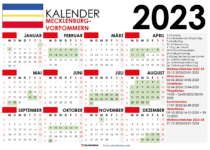 kalender Mecklenburg-Vorpommern 2023 und Ferien
