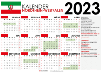 kalender Nordrhein-Westfalen 2023 und Ferien
